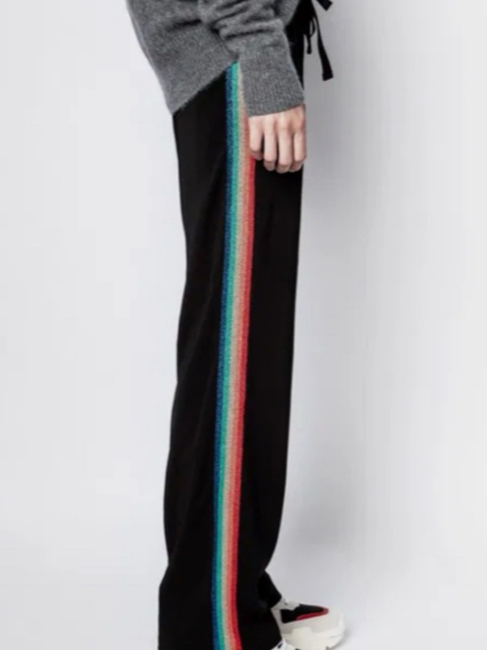 🌈 Zadig & Voltaire Black Poeme Rainbow Stripe Track Pants 🌈